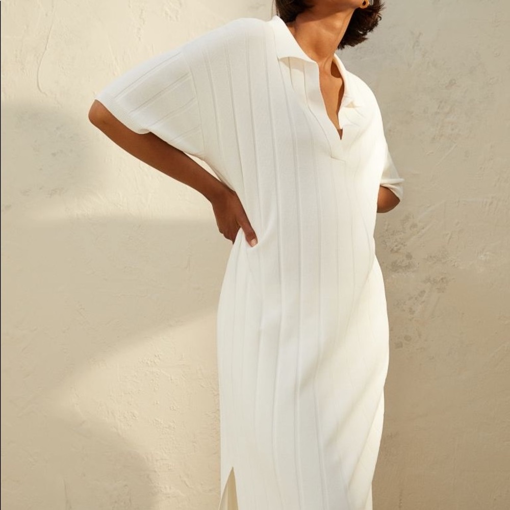 H&M rib knit dress white size Medium